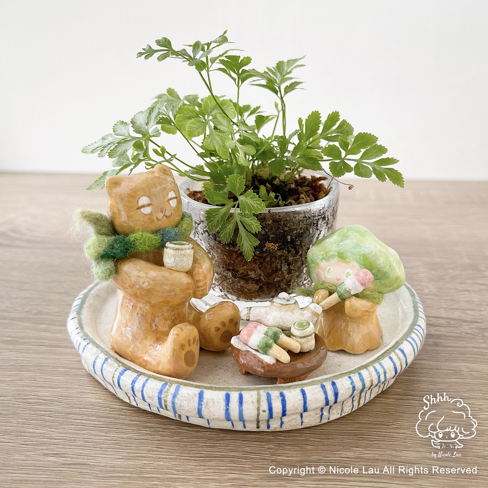 樹樹、熊大佬 陶土植物小碟